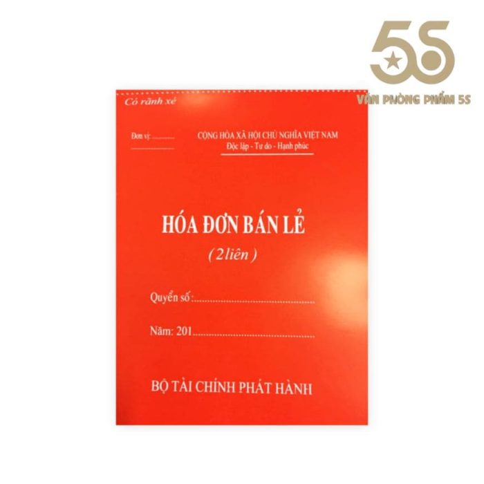 Hóa Đơn Bán Lẻ A5 2 Liên, 3 Liên (13x19cm)