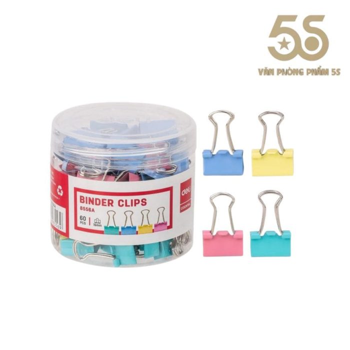 Kẹp Bướm Màu 15mm Deli - Hộp 60 Cái