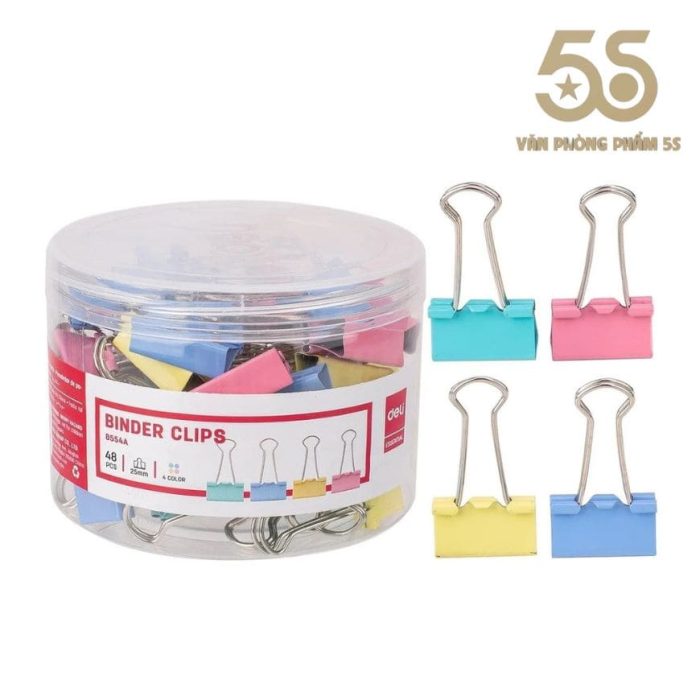 Kẹp Bướm Màu 25mm Deli - Hộp 48 Cái