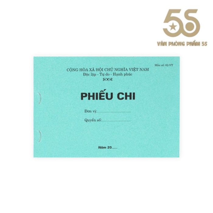 Phiếu Thu - Chi A5 1 Liên Loại Đẹp (13x19cm)
